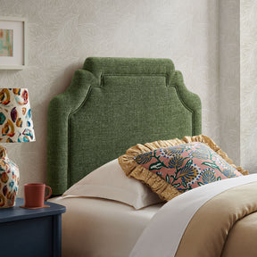Magnolia Foliage Upholstered Fabric Twin Size Headboard - Ornate Home