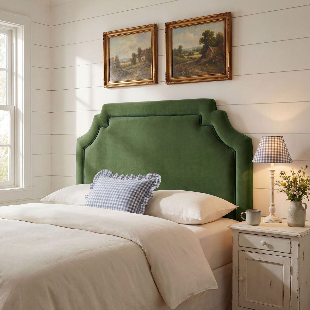 Magnolia Moss Green Dark Green Stain-Resistant Performance Velvet King Size Headboard - Ornate Home