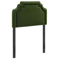 Magnolia Moss Green Dark Green Stain-Resistant Performance Velvet Twin Size Headboard - Ornate Home