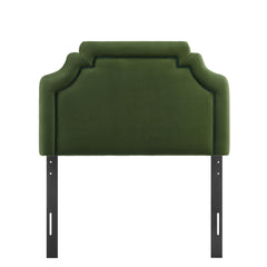 Magnolia Moss Green Dark Green Stain-Resistant Performance Velvet Twin Size Headboard - Ornate Home