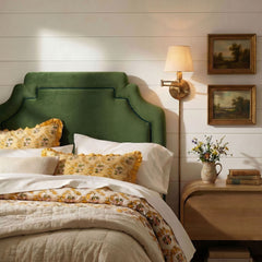 Magnolia Moss Green Dark Green Stain-Resistant Performance Velvet Twin Size Headboard - Ornate Home