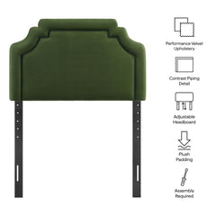 Magnolia Moss Green Dark Green Stain-Resistant Performance Velvet Twin Size Headboard - Ornate Home