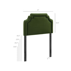 Magnolia Moss Green Dark Green Stain-Resistant Performance Velvet Twin Size Headboard - Ornate Home
