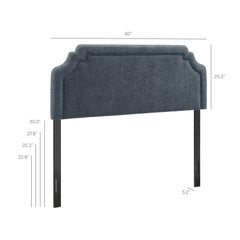 Magnolia Slate Blue Upholstered Fabric King Size Headboard - Ornate Home