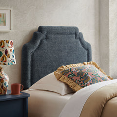 Magnolia Slate Blue Upholstered Fabric Twin Size Headboard - Ornate Home
