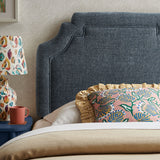 Magnolia Slate Blue Upholstered Fabric Twin Size Headboard - Ornate Home