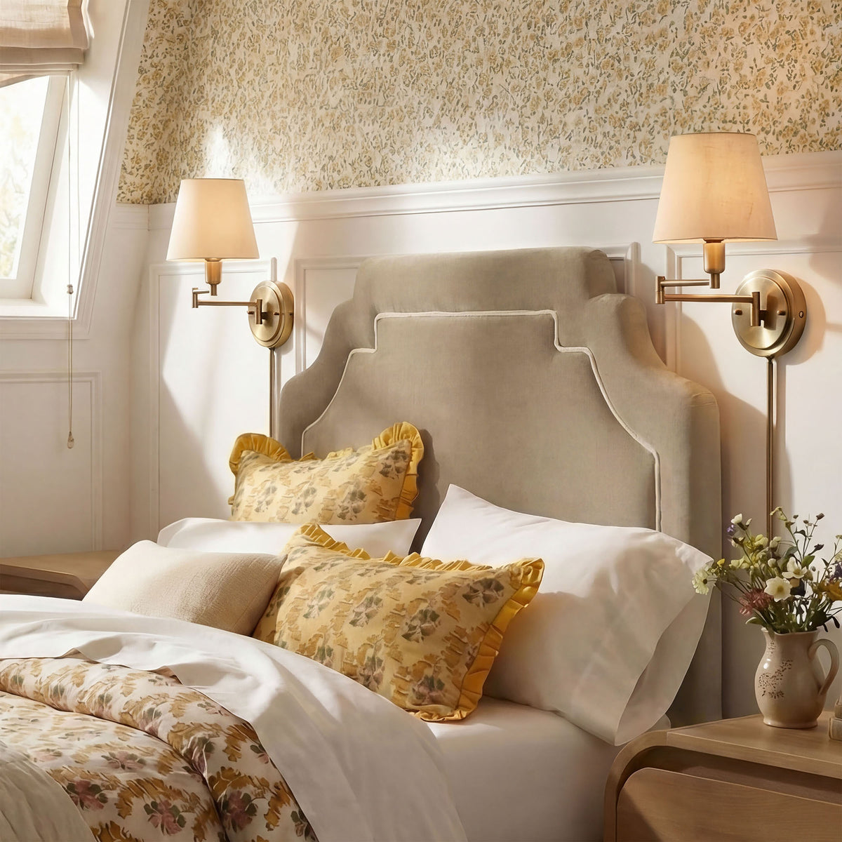 Magnolia Taupe/Almond Stain-Resistant Performance Velvet Twin Size Headboard - Ornate Home