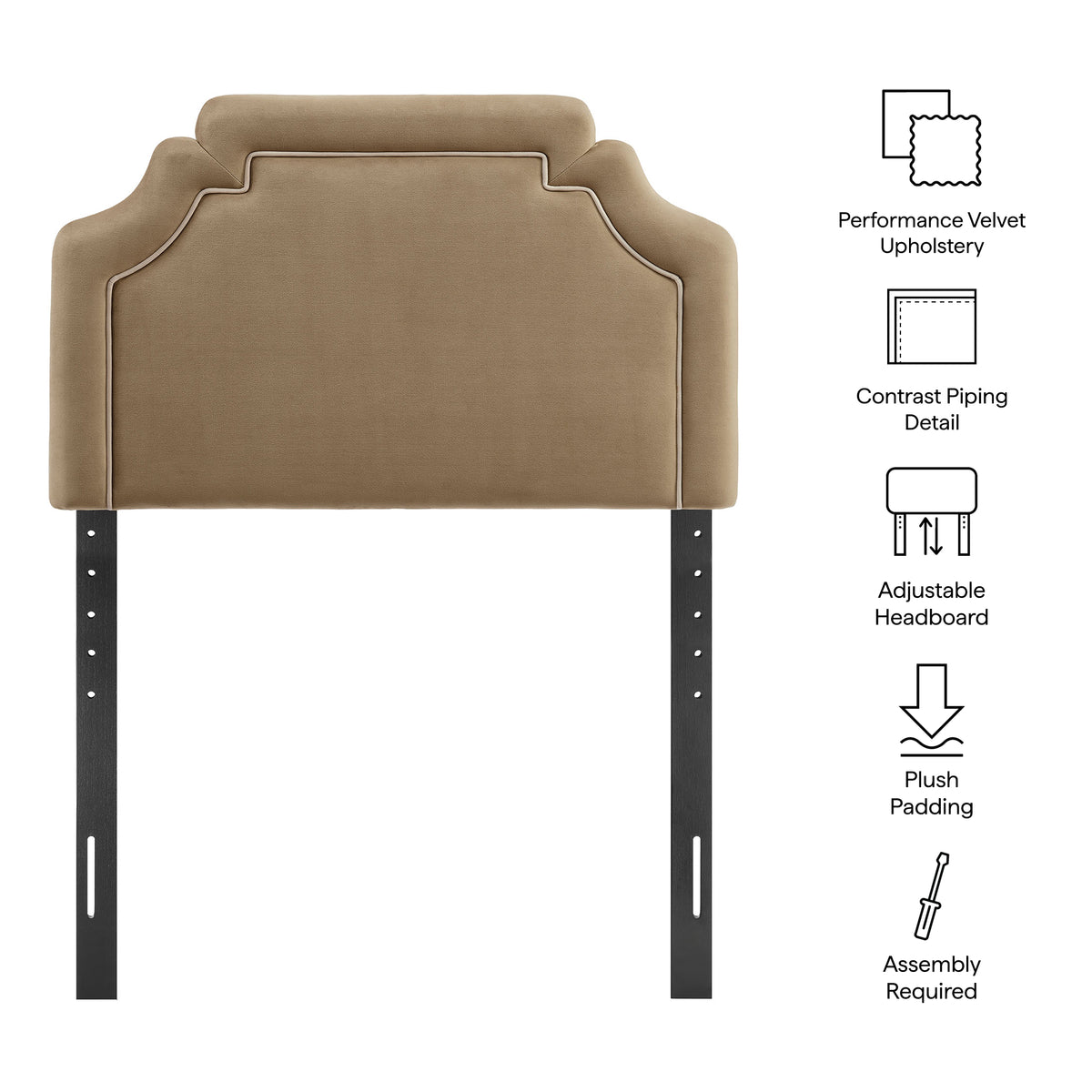 Magnolia Taupe/Almond Stain-Resistant Performance Velvet Twin Size Headboard - Ornate Home