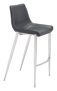 Magnus Black & Silver Barstool (Set of 2) - Ornate Home