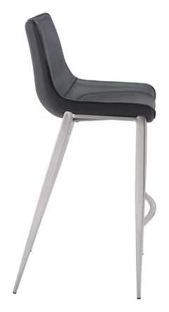 Magnus Black & Silver Barstool (Set of 2) - Ornate Home