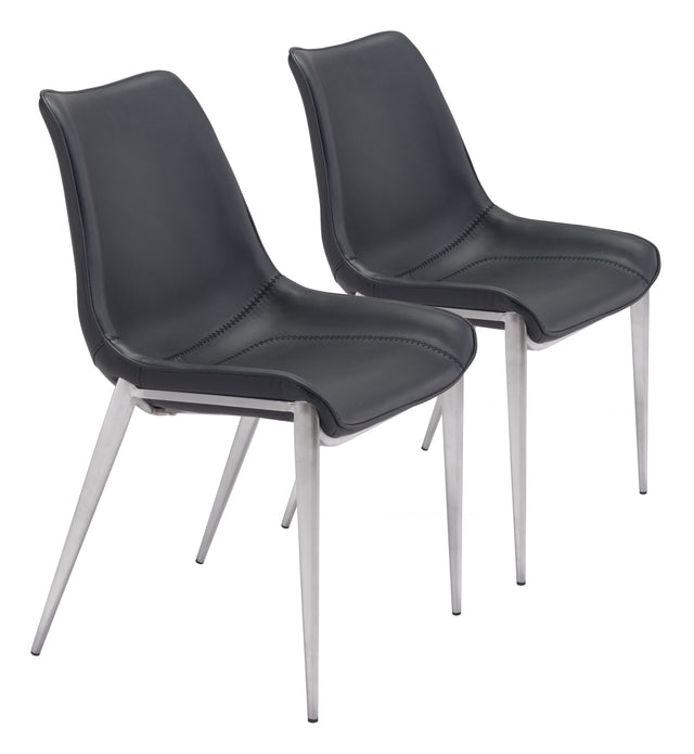 Magnus Black & Silver Dining Chair (Set of 2) - Ornate Home