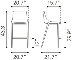 Magnus Black & Walnut Barstool (Set of 2) - Ornate Home