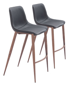 Magnus Black & Walnut Barstool (Set of 2) - Ornate Home