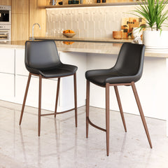 Magnus Black & Walnut Counter Stool (Set of 2) - Ornate Home