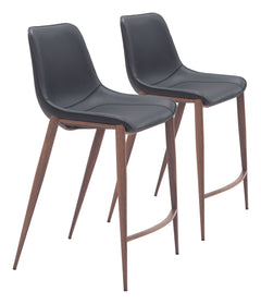 Magnus Black & Walnut Counter Stool (Set of 2) - Ornate Home