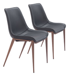 Magnus Black & Walnut Dining Chair (Set of 2) - Ornate Home