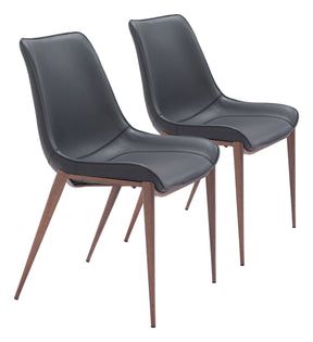Magnus Black & Walnut Dining Chair (Set of 2) - Ornate Home