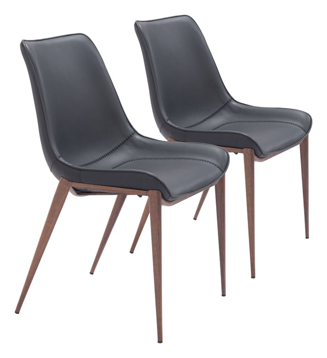 Magnus Black & Walnut Dining Chair (Set of 2) - Ornate Home