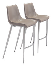 Magnus Brown & Silver Barstool (Set of 2) - Ornate Home