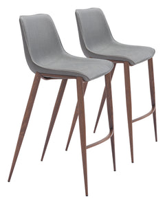 Magnus Slate Gray & Walnut Barstool (Set of 2) - Ornate Home