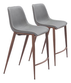Magnus Slate Gray & Walnut Counter Stool (Set of 2) - Ornate Home