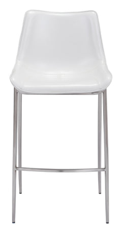 Magnus White & Silver Barstool (Set of 2) - Ornate Home
