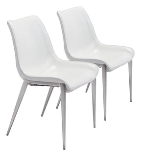 Magnus White & Silver Dining Chair (Set of 2) - Ornate Home