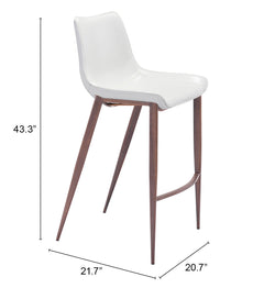 Magnus White & Walnut Barstool (Set of 2) - Ornate Home