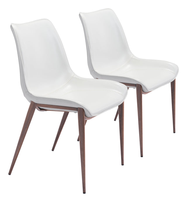 Magnus White & Walnut Dining Chair (Set of 2) - Ornate Home