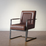 Maguire Dark Sienna Leather Sled Chair - Ornate Home