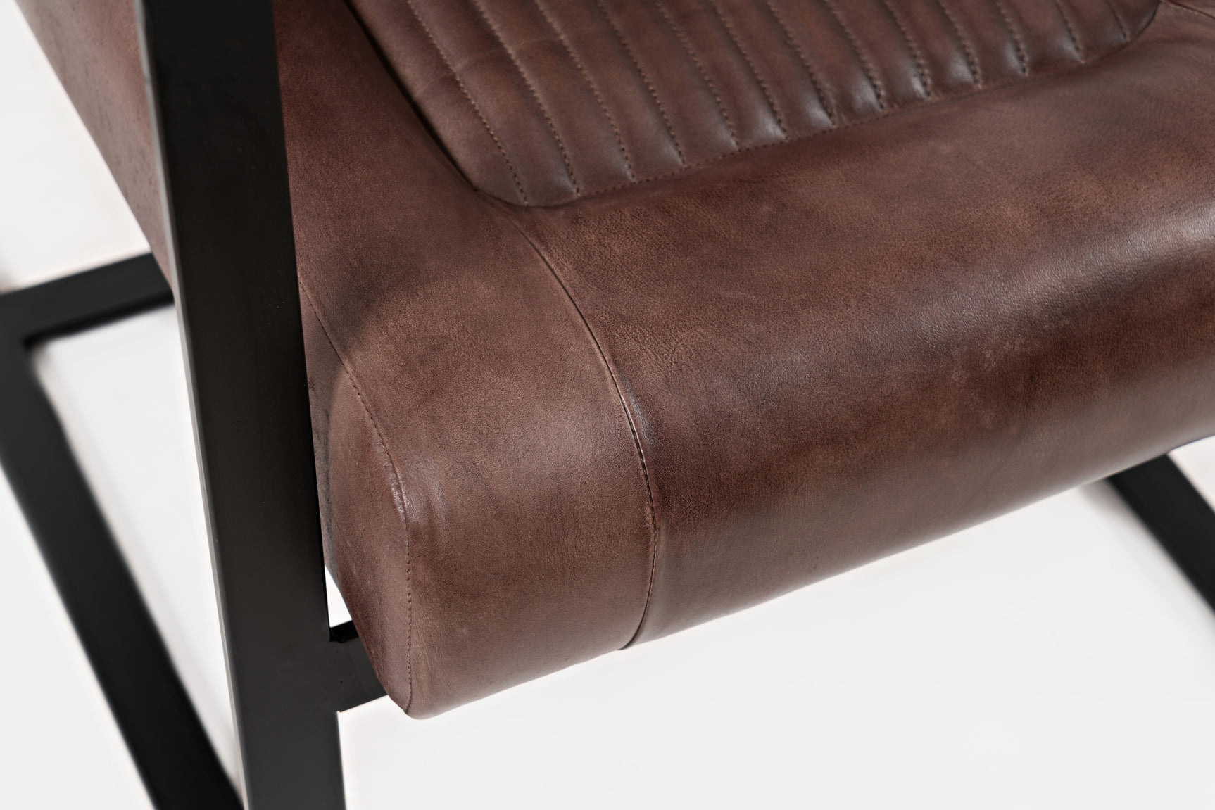 Maguire Dark Sienna Leather Sled Chair - Ornate Home