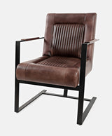 Maguire Dark Sienna Leather Sled Chair - Ornate Home