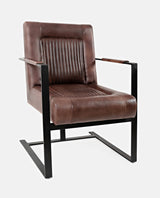 Maguire Dark Sienna Leather Sled Chair - Ornate Home