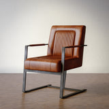 Maguire Saddle Leather Sled Chair - Ornate Home