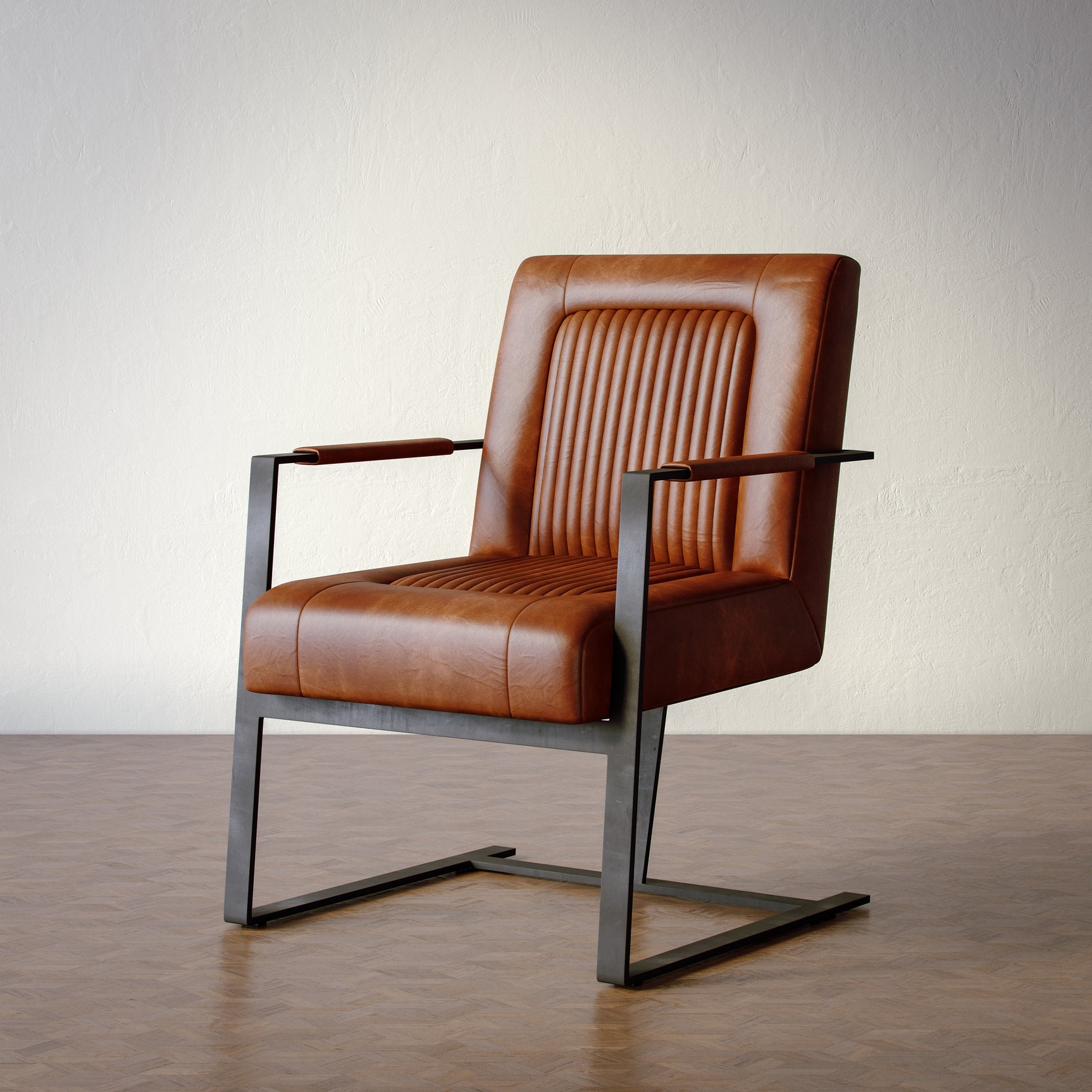 Maguire Saddle Leather Sled Chair - Ornate Home