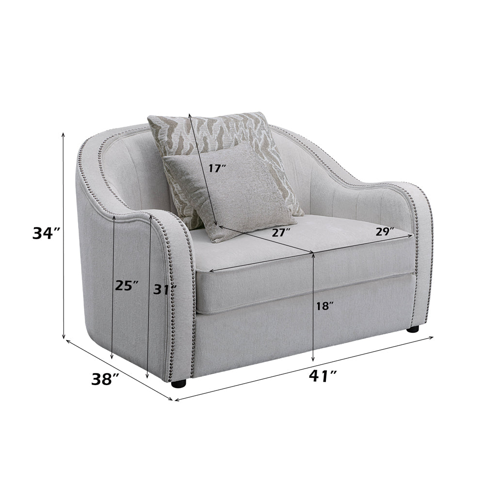 Mahler Beige Linen Armchair - Ornate Home