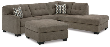 Mahoney Chocolate 2-Piece Sleeper Sectional and Ottoman - Ornate Home