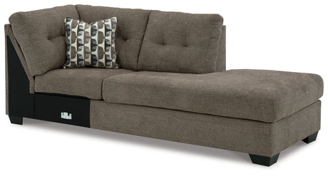 Mahoney Chocolate 2-Piece Sleeper Sectional and Ottoman - Ornate Home