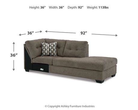 Mahoney Chocolate 2-Piece Sleeper Sectional and Ottoman - Ornate Home