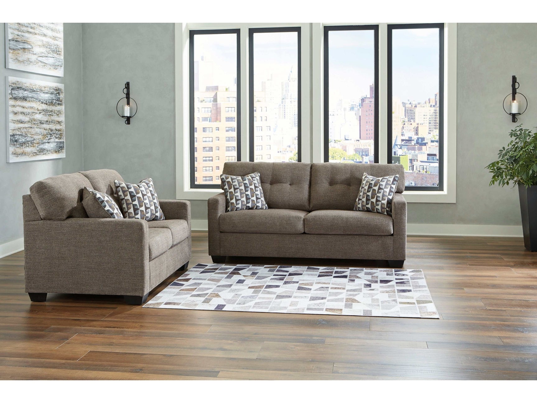 Mahoney Chocolate Sofa & Loveseat Living Room Set / 2pc (Online Special Price) - Ornate Home