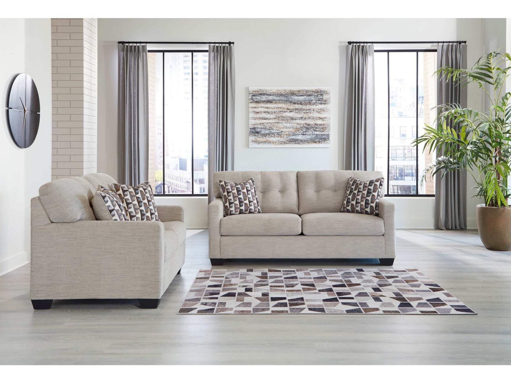 Mahoney Pebble Sofa & Loveseat Living Room Set / 2pc (Online Special Price) - Ornate Home