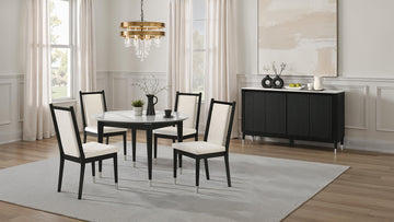 Maidstone Black/White Round Dining Table - Ornate Home