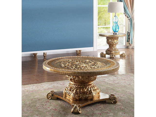 Maidstone Metallic Gold 3pc Coffee Table Set  / HD-328G - Ornate Home