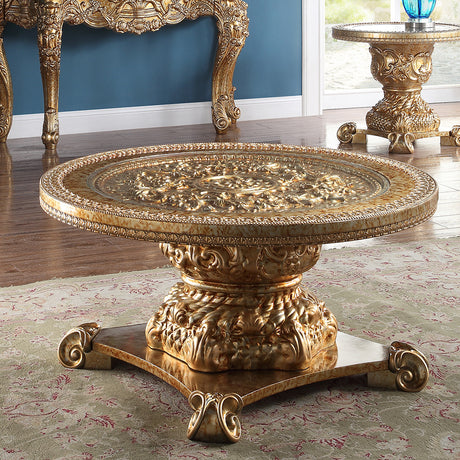 Maidstone Metallic Gold 3pc Coffee Table Set  / HD-328G - Ornate Home