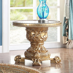 Maidstone Metallic Gold/Rust Marbeling End Table / HD-E328G - Ornate Home