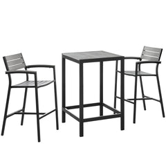 Maine Brown/Gray 3 Piece Outdoor Patio Dining Set - 27.5x67.5" - Ornate Home