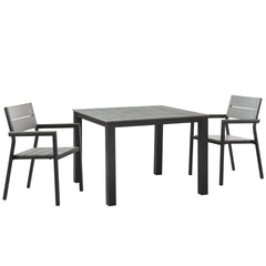 Maine Brown/Gray 3 Piece Outdoor Patio Dining Set - 39.5x83.5" - Ornate Home