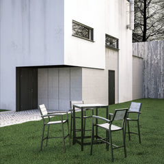 Maine Brown/Gray 5 Piece Outdoor Patio Bar Set - Ornate Home