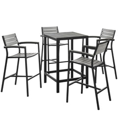 Maine Brown/Gray 5 Piece Outdoor Patio Bar Set - Ornate Home