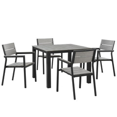 Maine Brown/Gray 5 Piece Outdoor Patio Dining Set - 83.5x83.5" - Ornate Home